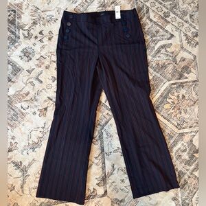NWT LOFT Navy and Burgundy Striped Trousers